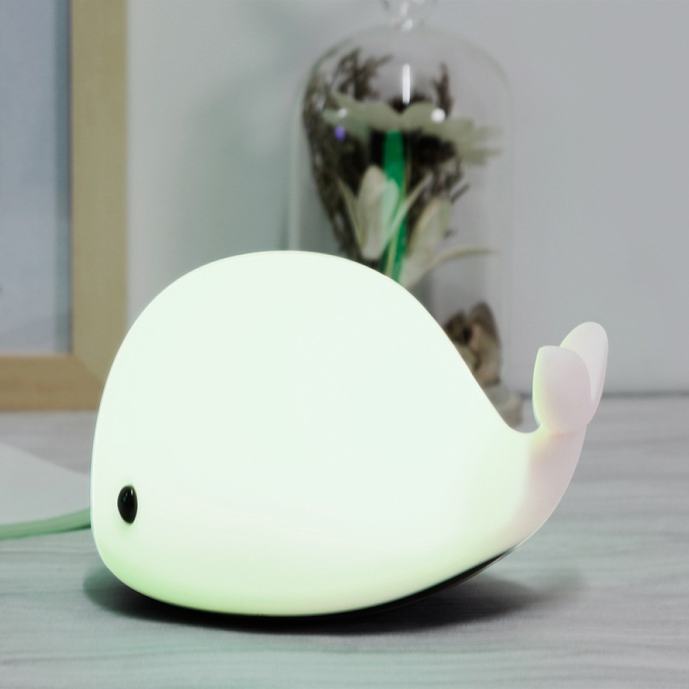 Cute Dolphin Silicone LED Night Light, USB Rechargeable Sensitive Tap Control Nursery Lamp, Romantic Baby Mood BPA-Free - Image 2