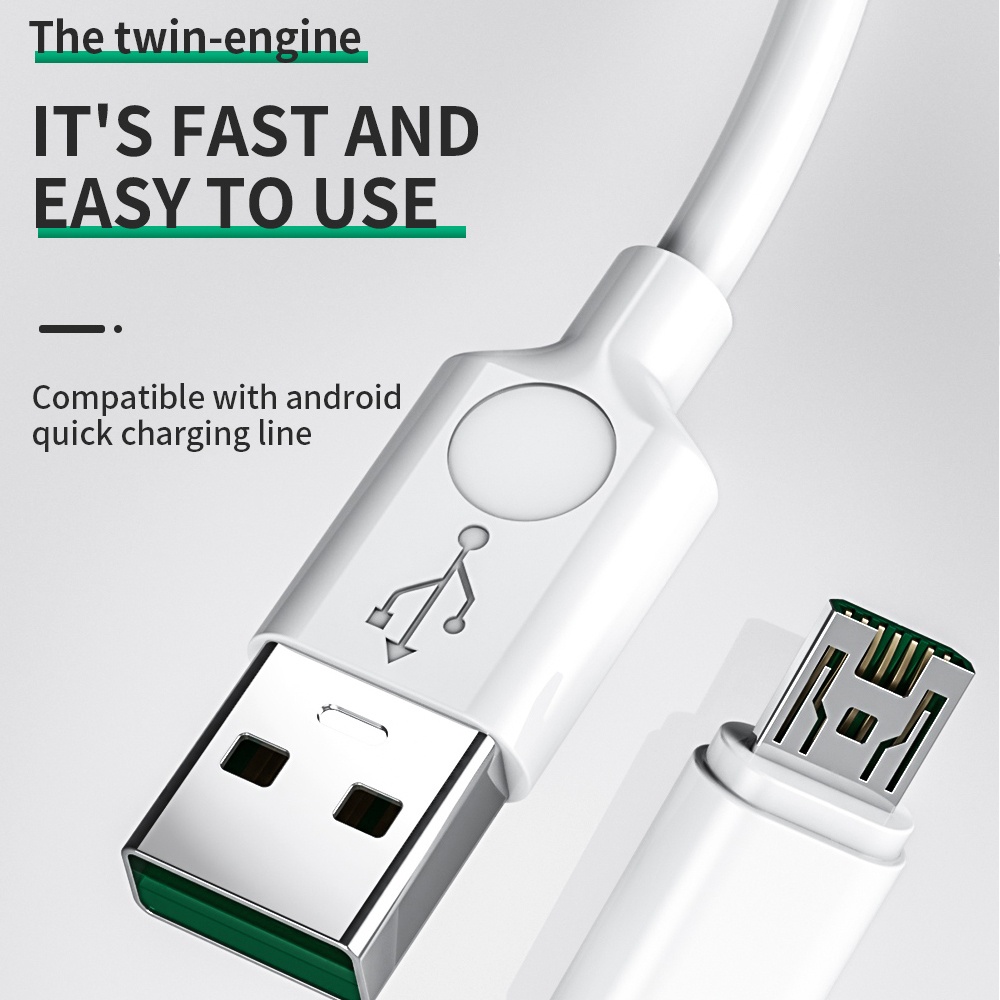 SIMU 1M Android Flash Phone Charging Cable With USB Plug For Huawei Oppo white_conventional - Image 2