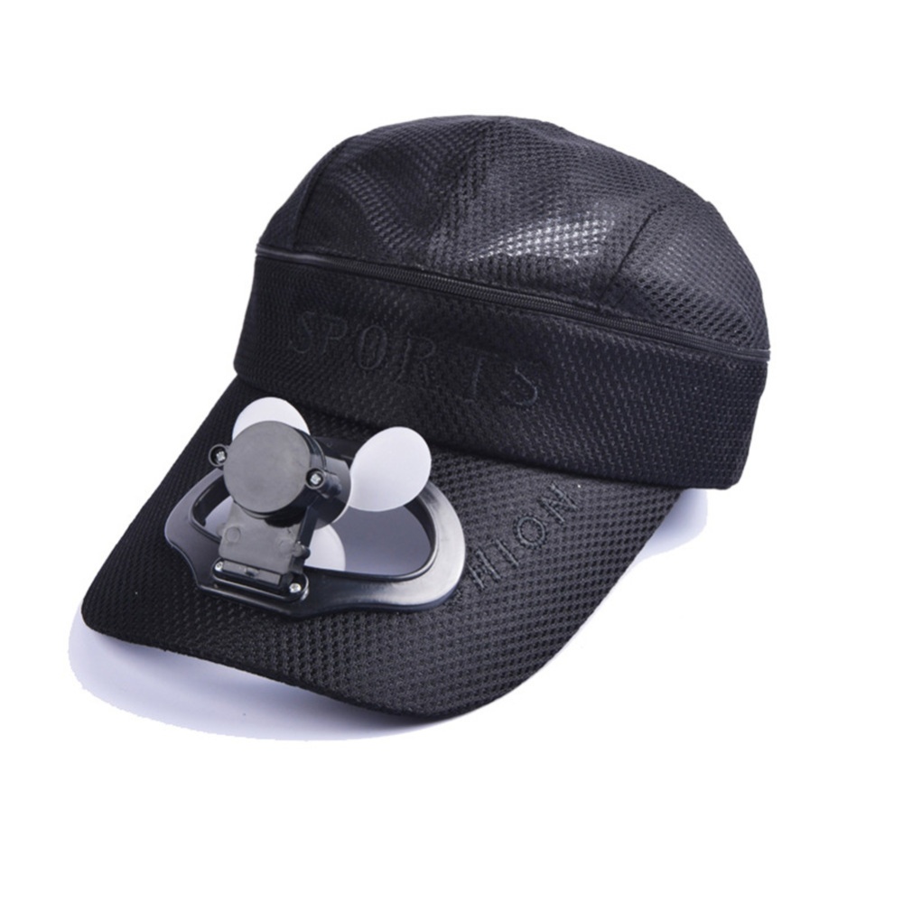 Creative USB Charging Fan Hat with Detachable Top Sun Cap Gift (with Cable) black
