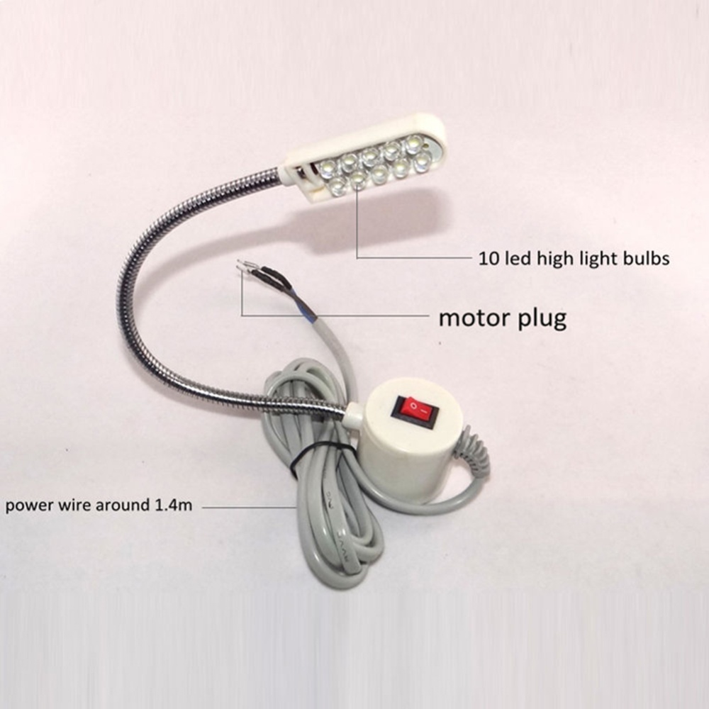 10 LED Beads Sewing Machine Work Light White Flexible Gooseneck Lamp Magnetic Mounting (Motor Plug) - Image 2