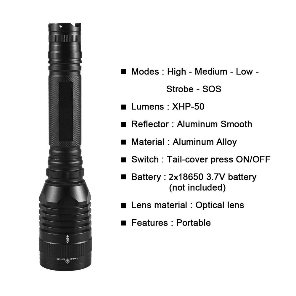 3800 lumens XHP-50 LED Strong Power Zoom Flashlight white light - Image 3