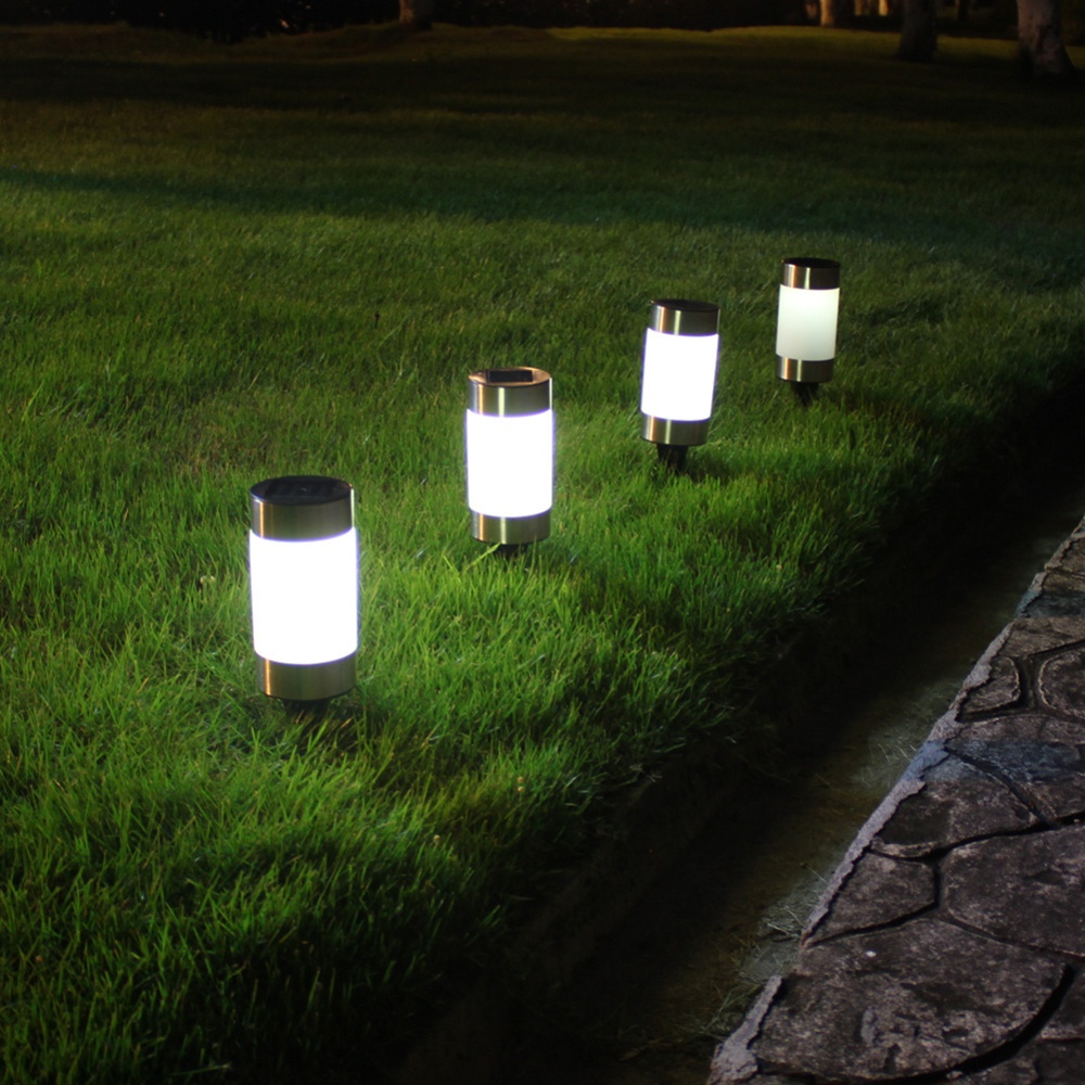 2Pcs Solar Lawn Light Outdoor Energy Saving Lamp Waterproof Garden Landscape 1LED cylindrical lawn lamp warm light - Image 2