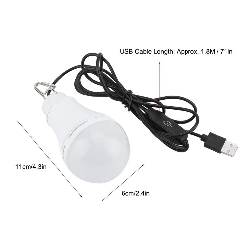 USB 5V 5W LED Ball Bulb with Touch Dimming Function for Camping 6000K - Image 2