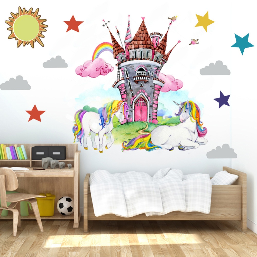 Large Wall Sticker with Single Horned Horse Pattern for Living Room Bedroom Kids Decor 40 * 80CMX2 tablets packed in bags - Image 2