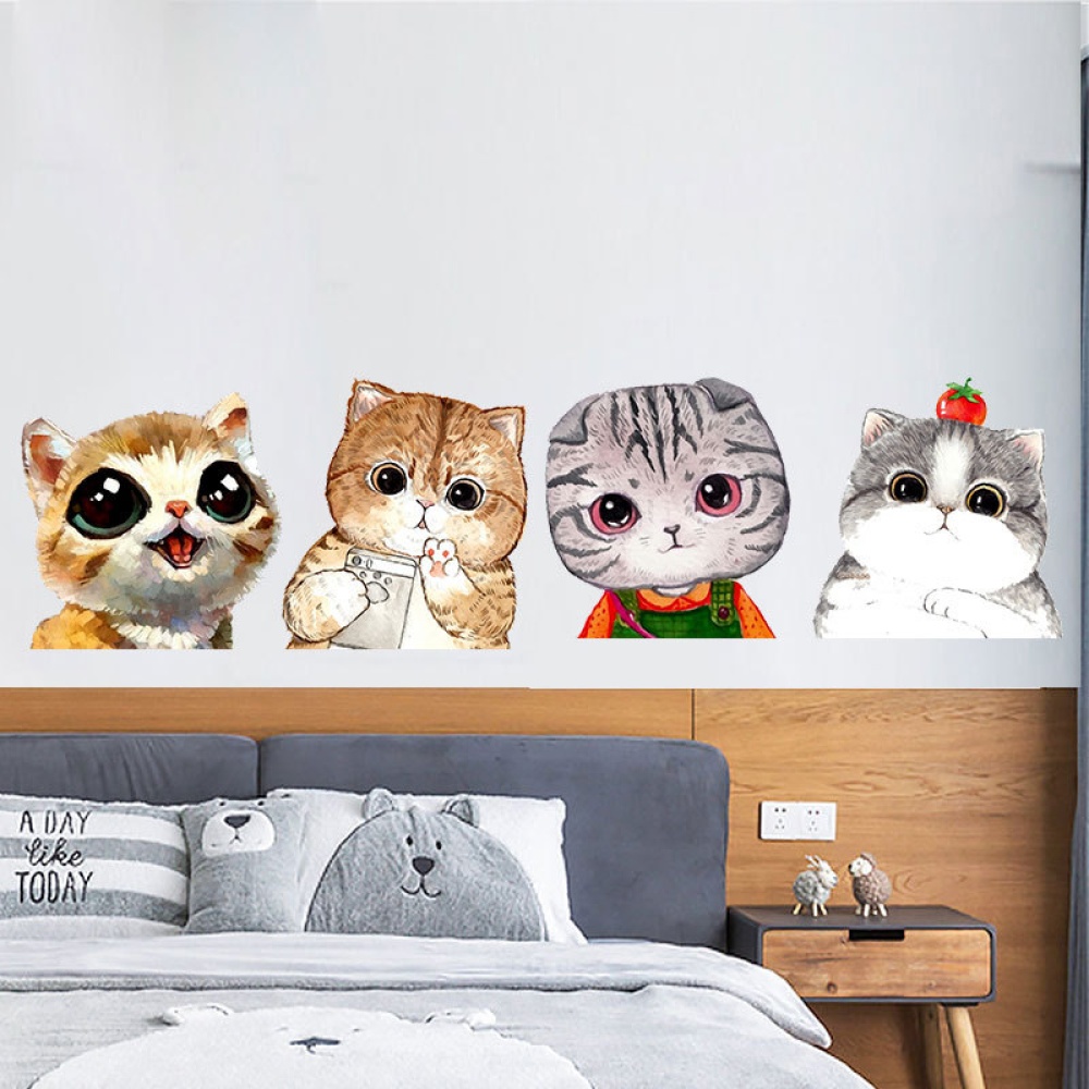 Cute Cartoon Cat Pattern Removable Wall Sticker for Kids Room Cabinet Refrigerator Decor FX107A - Image 3