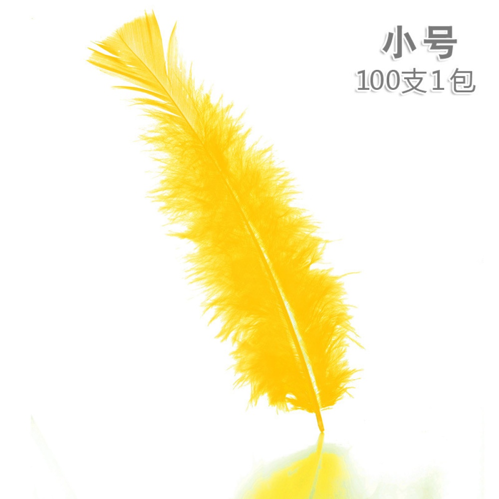 100pcs Colorful Turkey Feather Fluffy Wedding Dress DIY Jewelry Decor Accessories yellow_14cm - Image 3