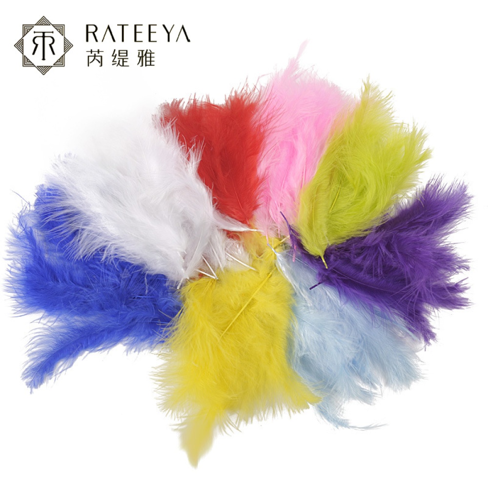 100pcs Colorful Turkey Feather Fluffy Wedding Dress DIY Jewelry Decor Accessories sapphire_14cm - Image 3