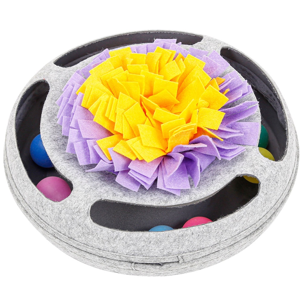 Pet Turntable Ball Track Interactive Toy Slow Feeding Training Snuffling for Cats gray_30*30*12CM