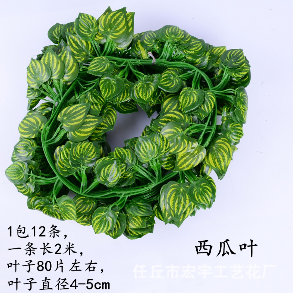 12Pcs Artificial Ivy Green Leaves Garland for Home Kitchen Garden Office Wedding Wall Decor Watermelon leaf - Image 2