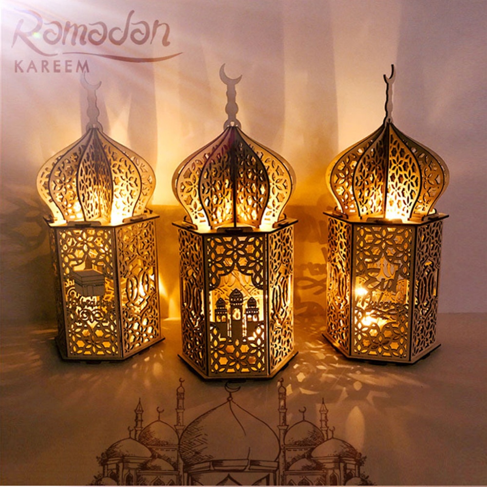 Muslim Light Wooden Lighthouse Shape Ramadan Eid Mubarak Decor for Islam Party Supplies JM01945 - Image 2