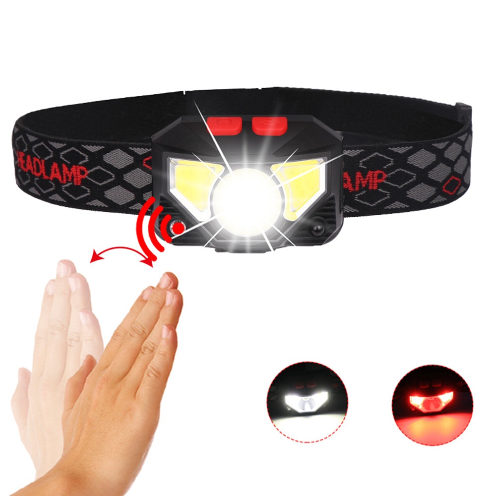 6500K Motion Induction LED XPG+COB Headlamp with Battery Indicator White light + red - Image 3