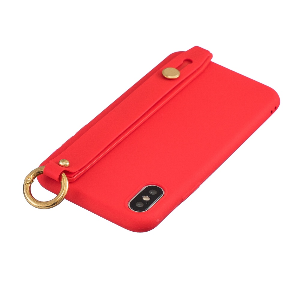 For Redmi 6A Simple Solid Color Chic Wrist Rope Bracket Matte TPU Anti-scratch Non-slip Protective Cover Back Case 4 red - Image 2