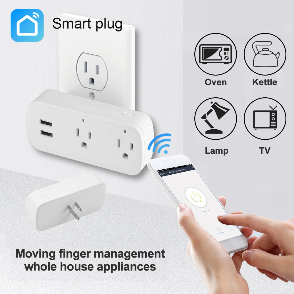 SIMU Alexa Google Home WiFi Smart DC Power Phone Socket US Standard Switche Conversion Plug white_US