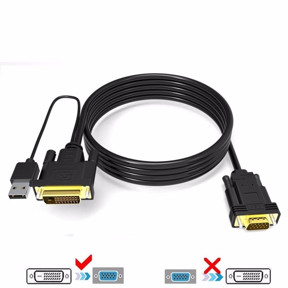 Cabledeconn 2M DVI 24+1 DVI-D Male to VGA Adapter Converter Cable for PC DVD Monitor HDTV With USB - Image 2