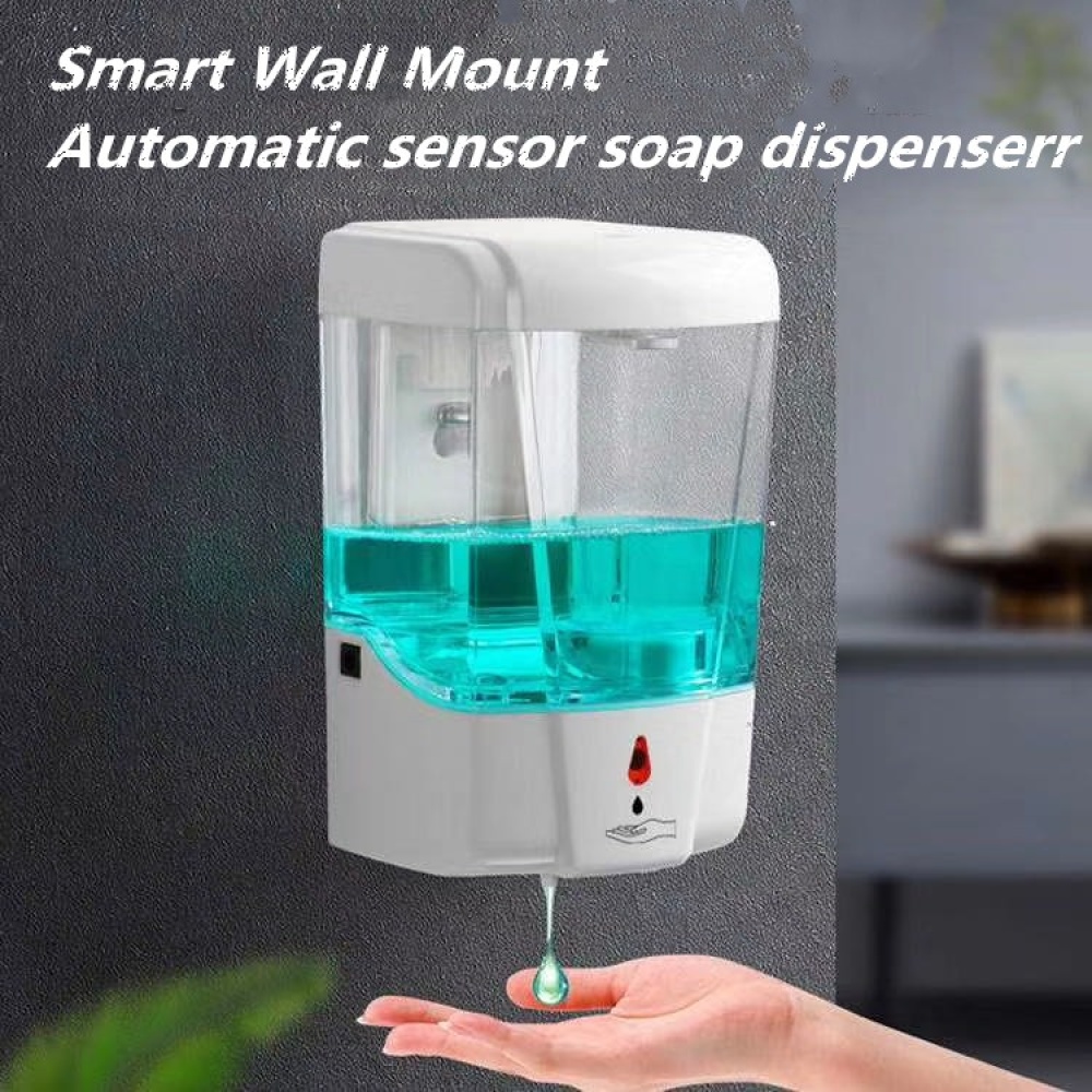 Soap Dispenser Battery Powered 700ml Wall-Mount Automatic IR Sensor Touch-free Kitchen Lotion Pump for Bathroom white