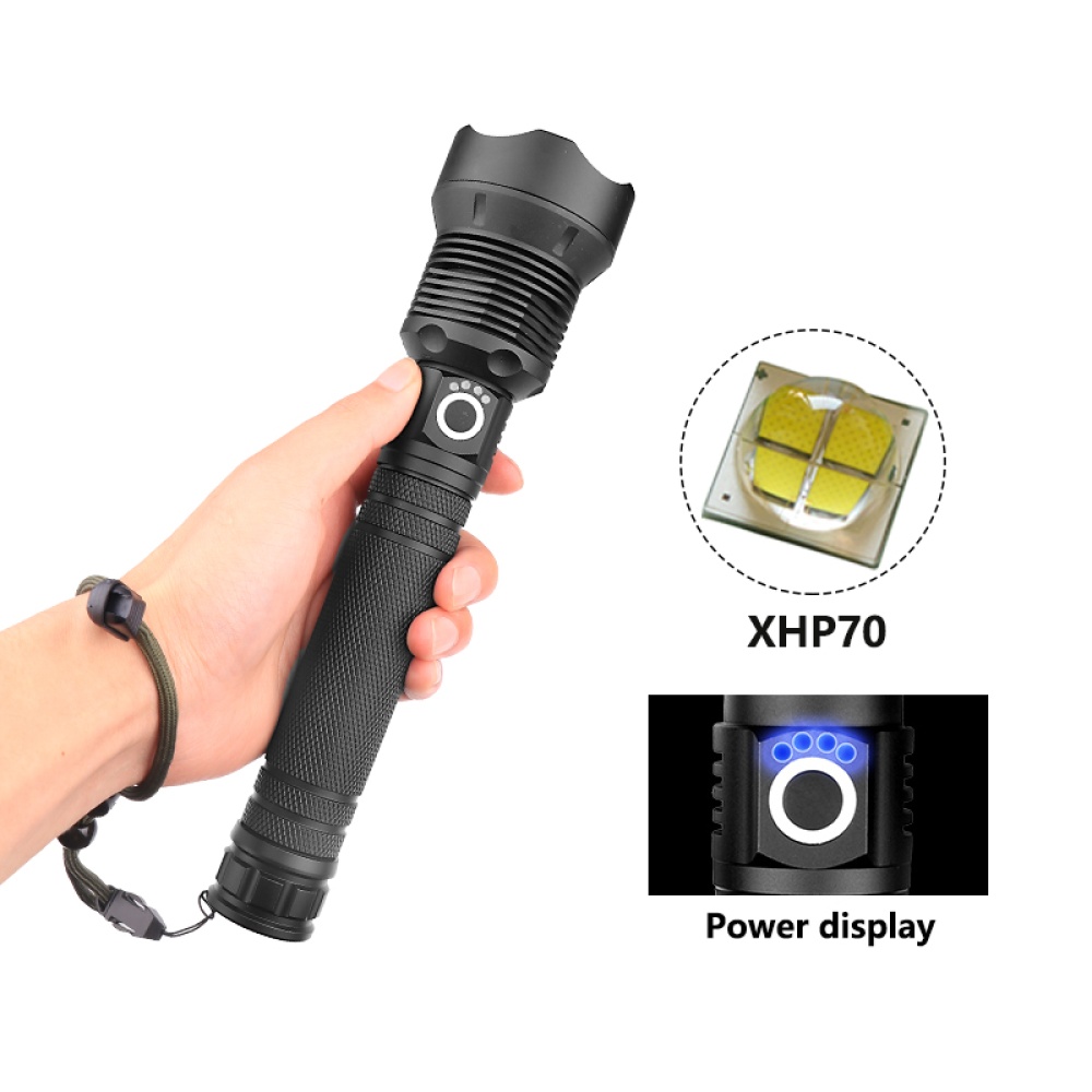 XHP70 High Powerful Zoomable Focus LED Flashlight Torch Light (Without Battery) - Image 2