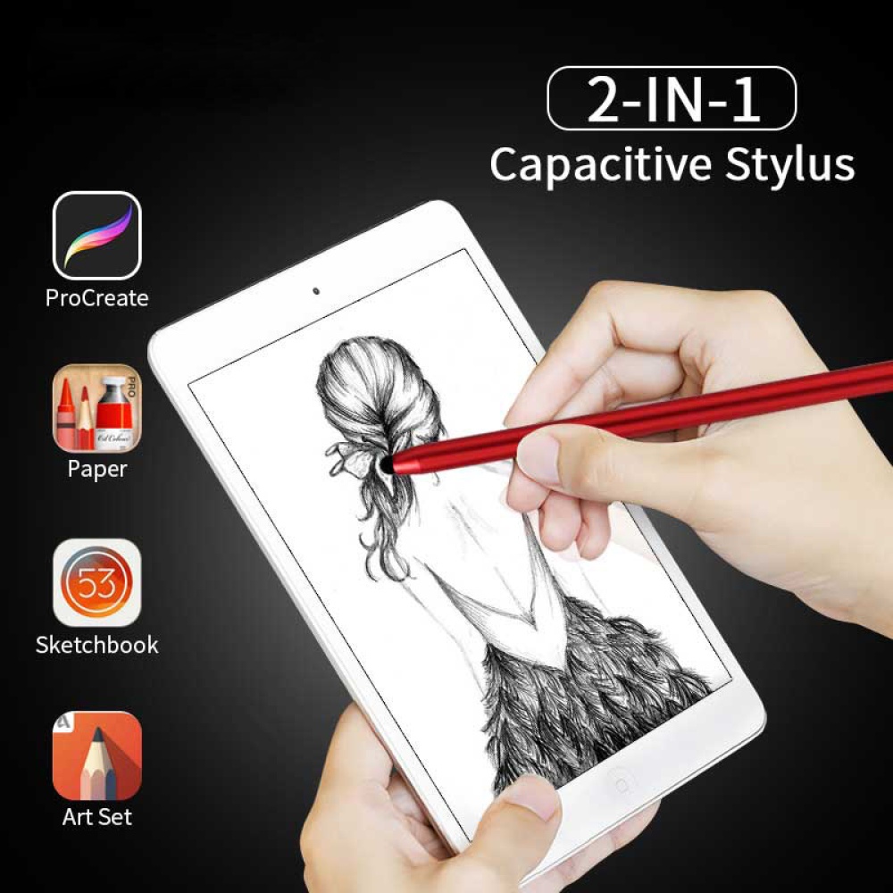 2 in 1 Stylus Pen Capacitive Screen Touch Pencil Drawing for Tablet Android Smartphone blue - Image 3