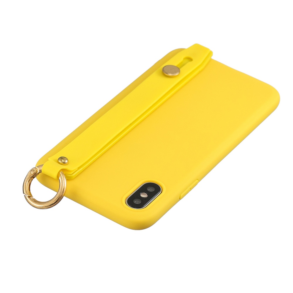 For Redmi 6A Simple Solid Color Chic Wrist Rope Bracket Matte TPU Anti-scratch Non-slip Protective Cover Back Case 3 yellow - Image 2