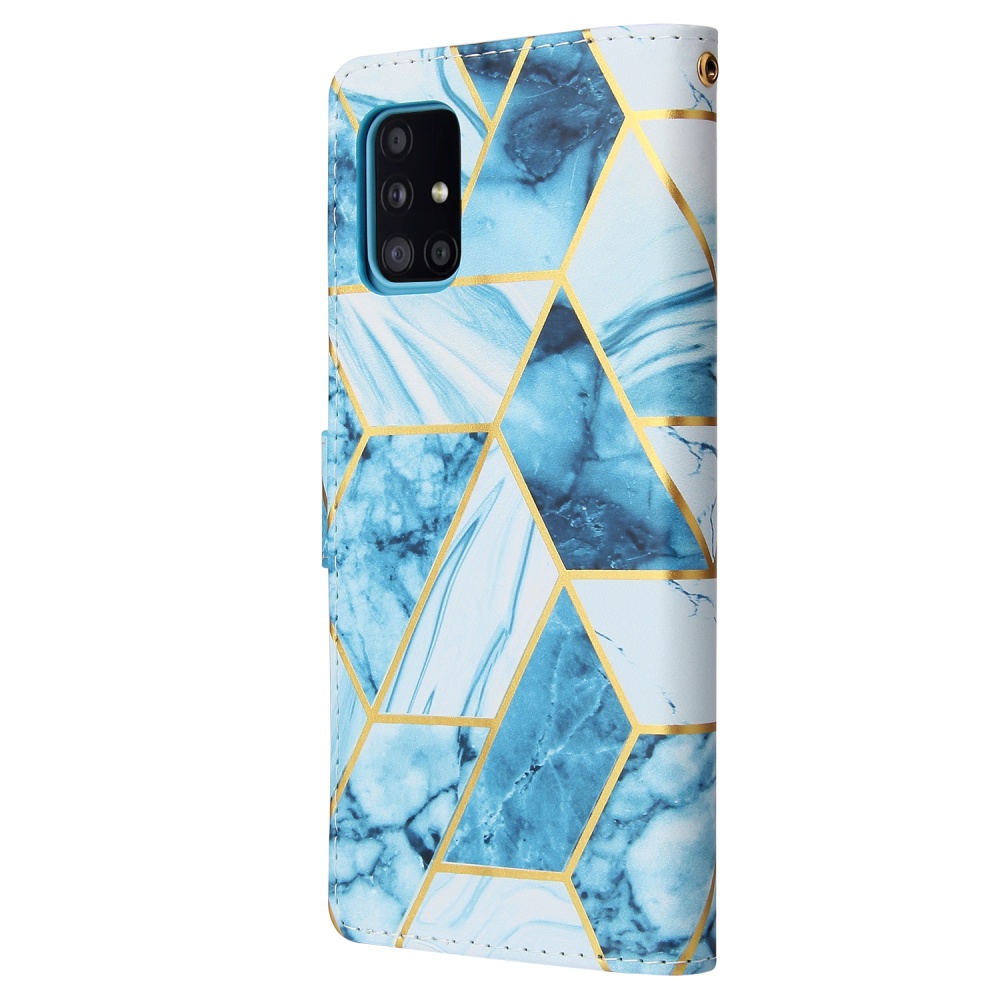 For Samsung A51 5g Mobile Phone Cover Marble Pattern Splicing Flip Leather Case black - Image 2