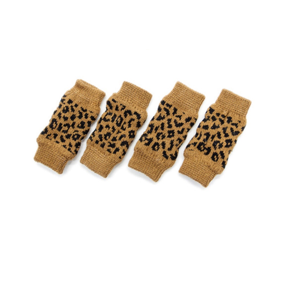 Pet Dog Cat Socks Outdoor Warm Cotton Leg Antifreeze Leopard print (four packs)_M - Image 3