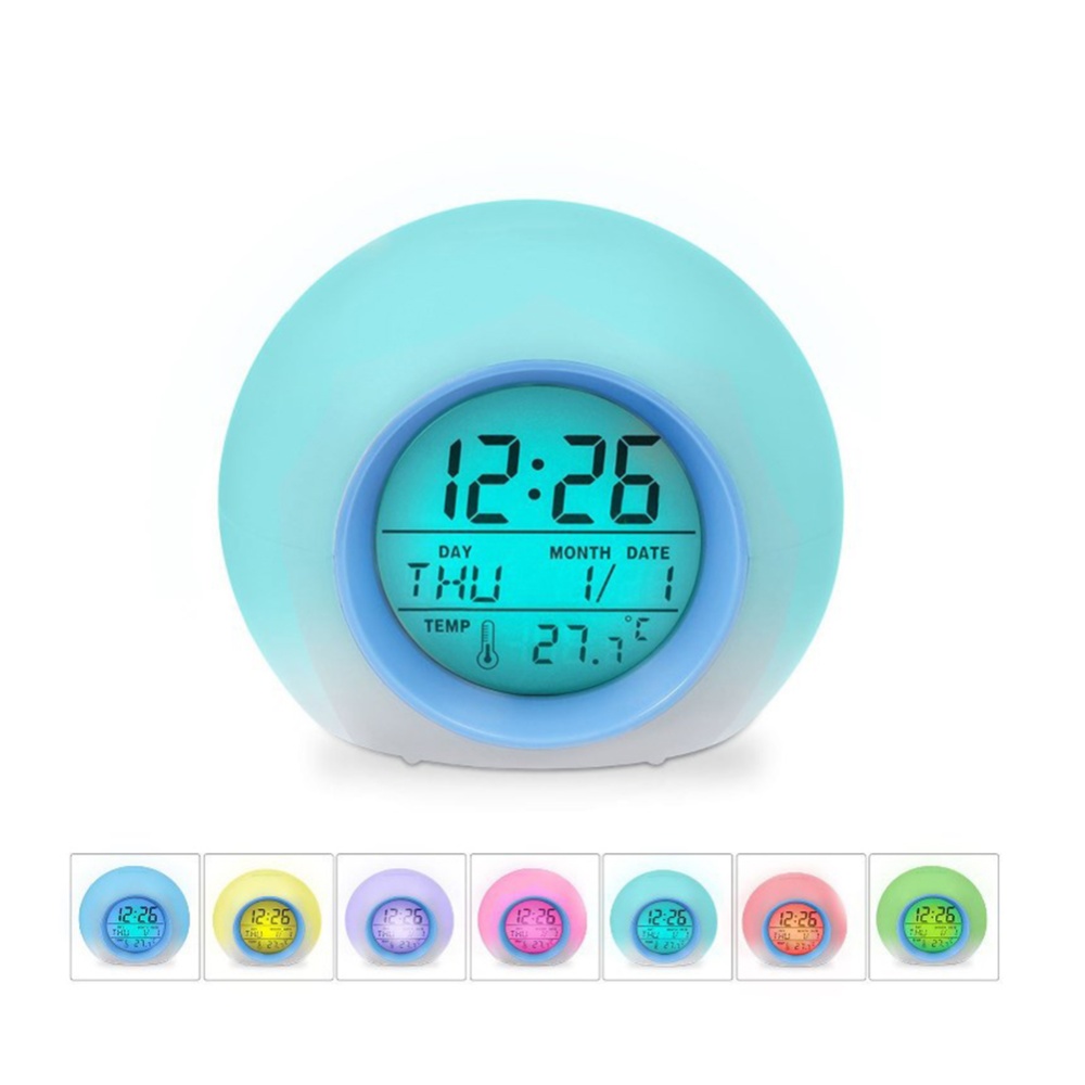 Creative Spherical 7 Colors Changing Light Natural Sound Alarm Clock Rose red - Image 2