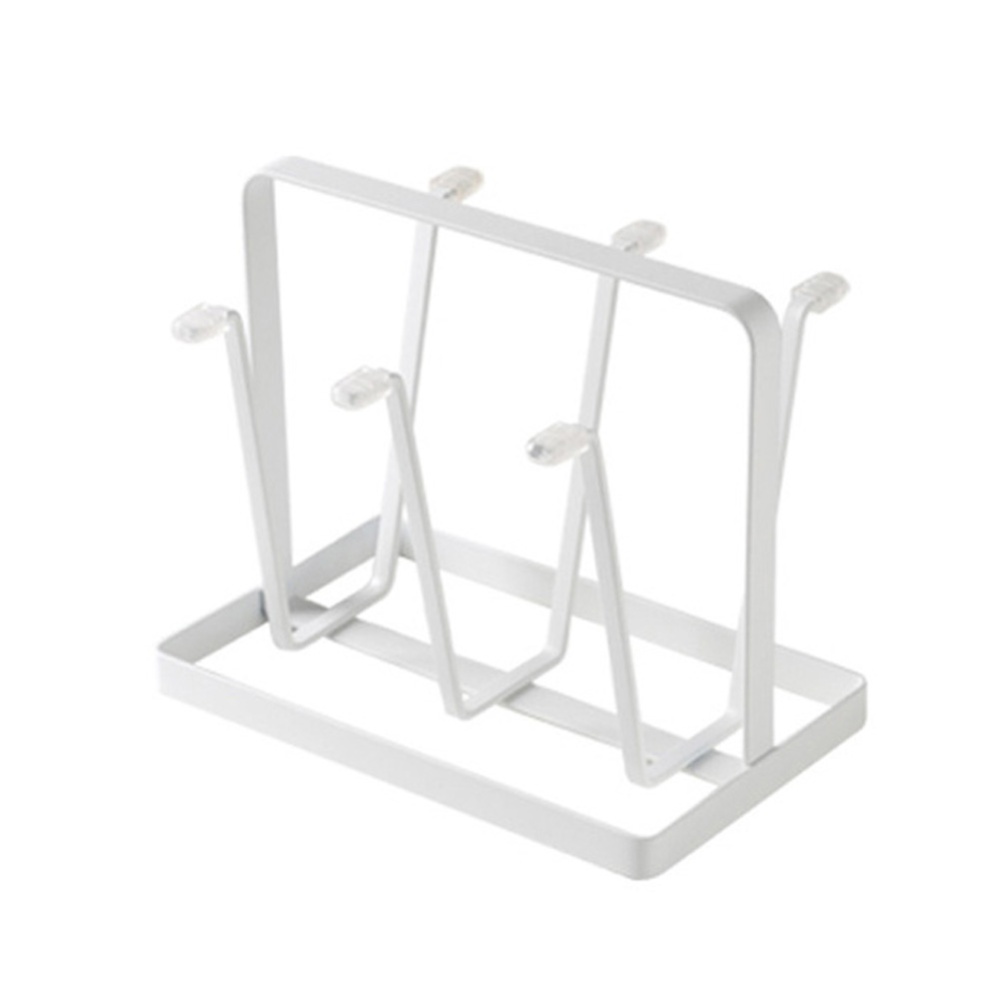 Cup Holder Wrought Iron Coffee Glass Storage Rack Wine Drain white - Image 2