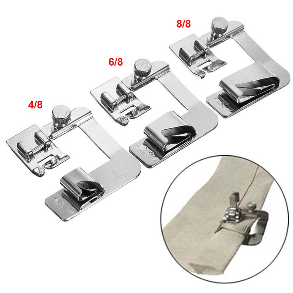 3Pcs/Set Home Sewing Machine Foot Presser Rolled Hem Feet for Brother Singer(Sliver) - Image 3