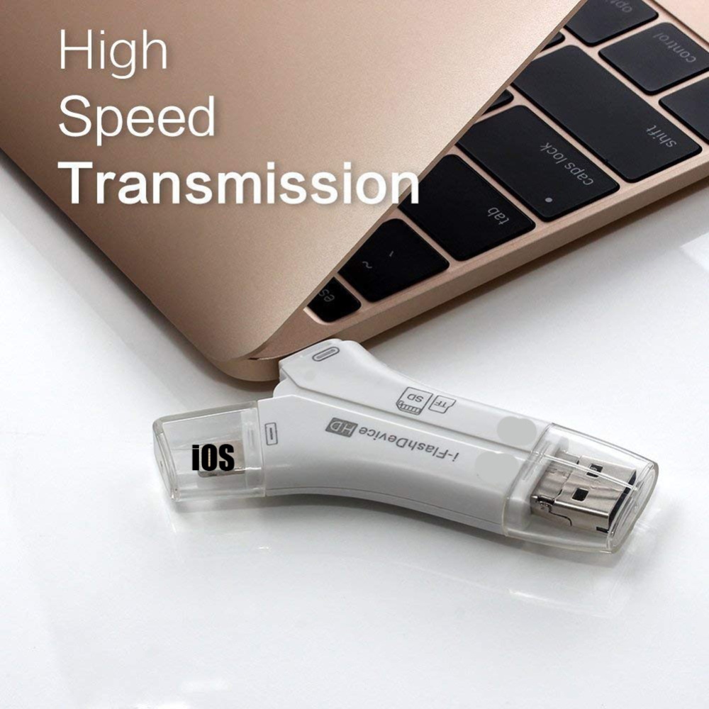 4-in-1 Universal Mobile Phone Card Reader High-Speed Transmission Smart Sd Tf Camera Otg White - Image 3