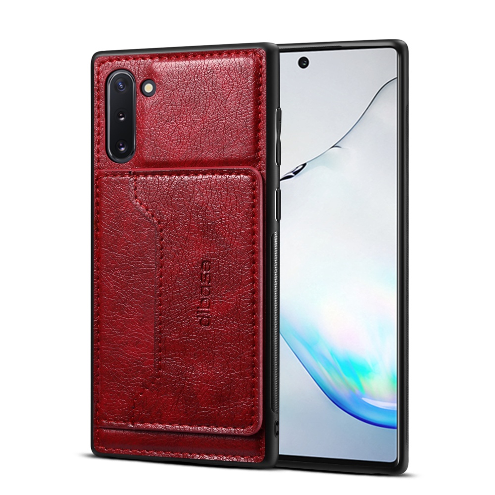 For Samsung Note 10/10 Pro Cellphone Cover 2-in-1 Stand Function Textured PU Leather Anti-scratch Overall Protection Case Card Holder coffee - Image 2