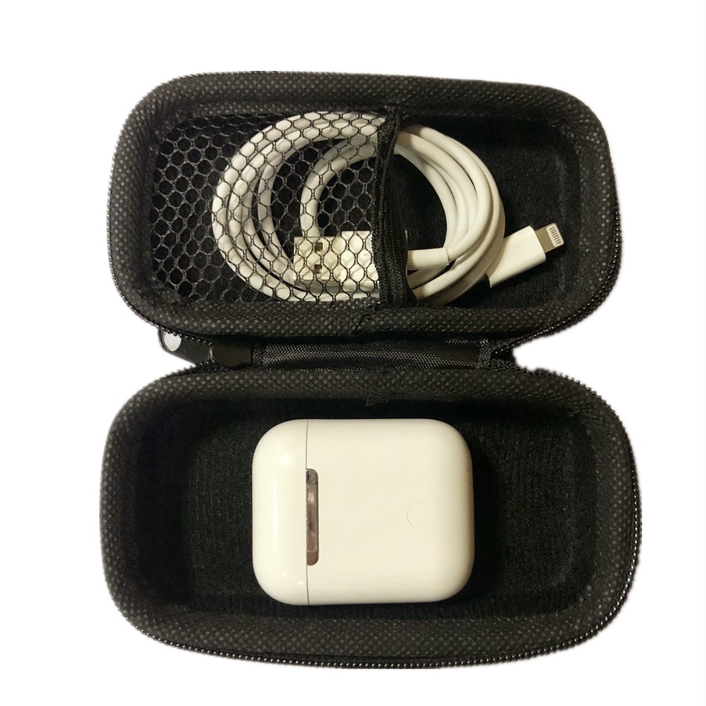 Earbud Headphones Case Bluetooth Headset Travel Carrying for Apple AirPods 1/2 black - Image 3