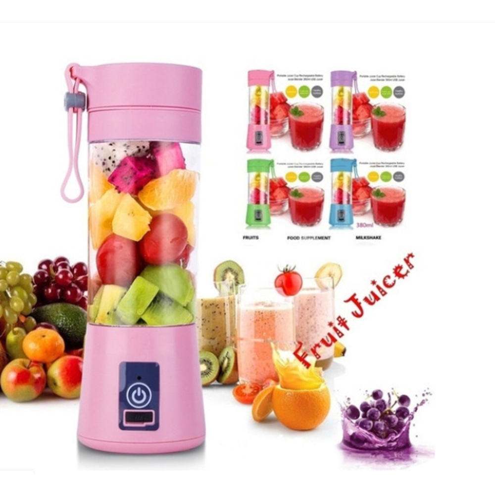 Portable 6 Blades USB Charging Eletric Fruit Juicer Blender green_380ML - Image 3