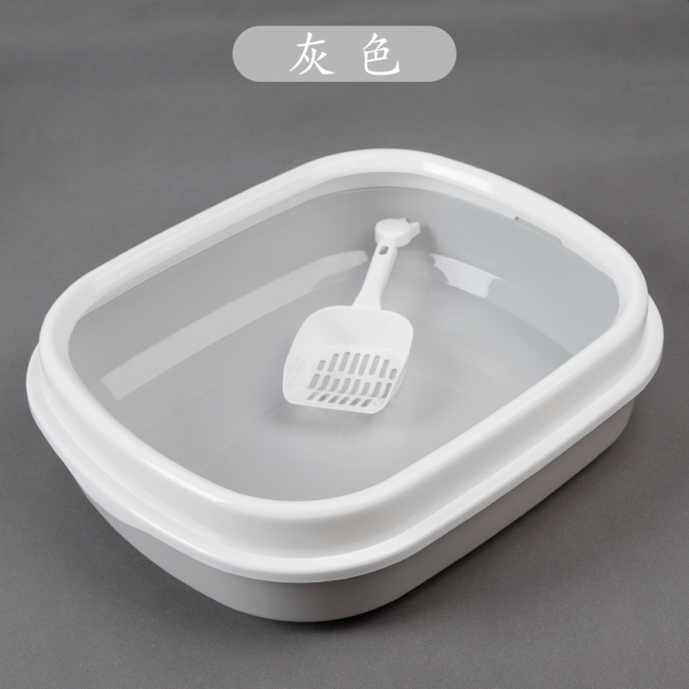 Anti-Splash Oval Kitten Tray Plastic Indoor Litter Box Pan Home Toilet Cats Supplies gray
