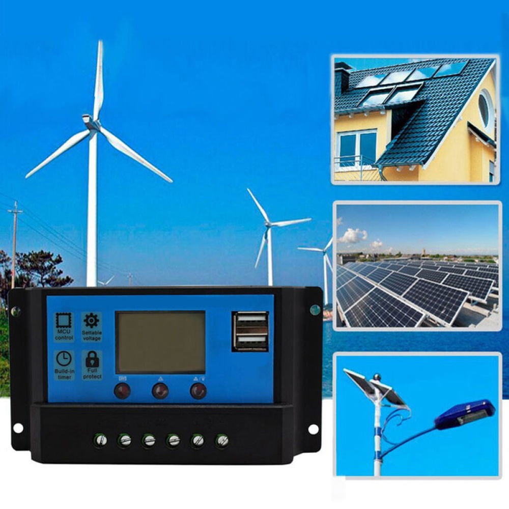 10A 20A 30A Light-control Time-control Solar Panel Charge Regulator 12V/24V Auto Controller with Display Screen - Image 2