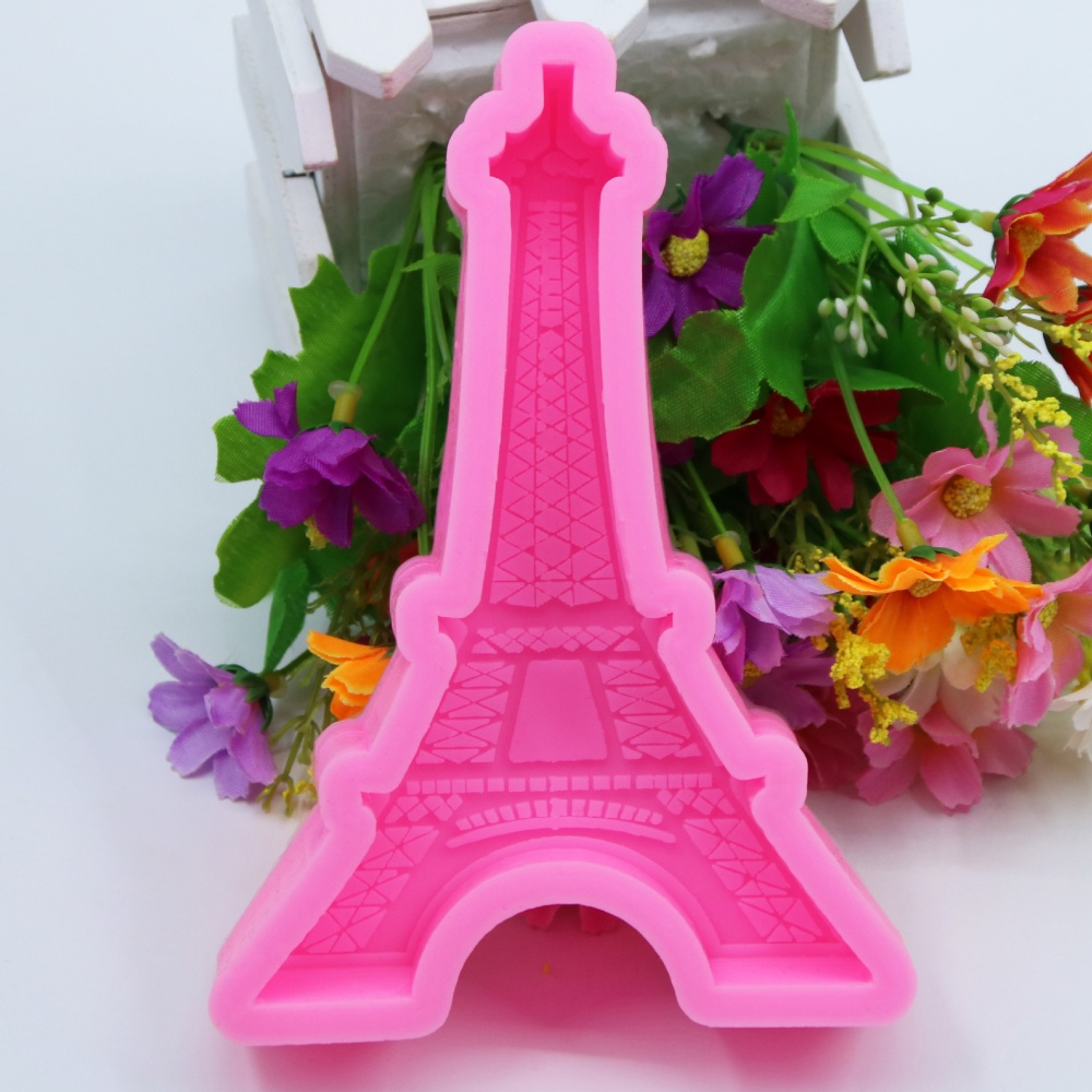 3D Eiffel Tower Silicone Mold Cake Chocolate DIY Handmade Soap Baking Tool Pink - Image 2