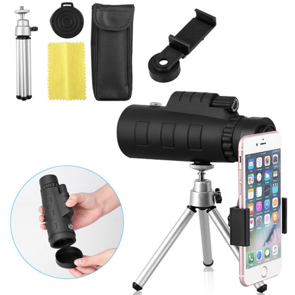 40x60 Portable HD Optical Monocular Telescope Day/Night Vision+Phone Clip+Tripod As shown - Image 2