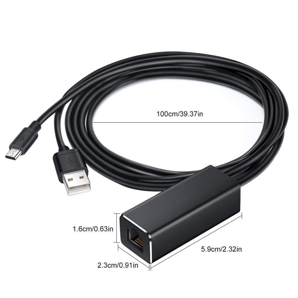 Fire TV Stick Micro USB to RJ45 Ethernet Adapter with Power Supply Cable black - Image 2