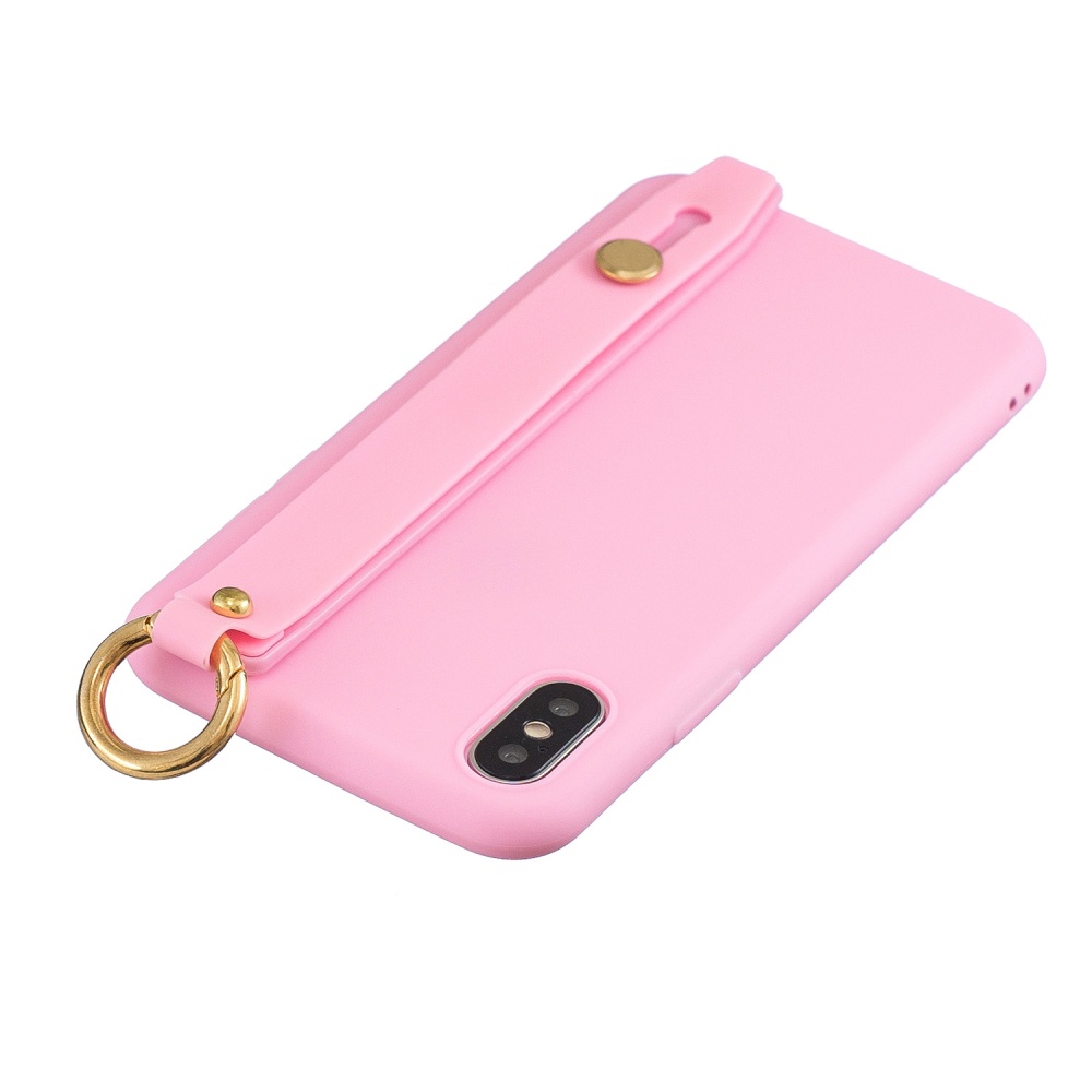 For Redmi 6A Simple Solid Color Chic Wrist Rope Bracket Matte TPU Anti-scratch Non-slip Protective Cover Back Case 5 dark pink - Image 2