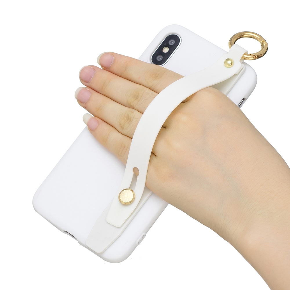 For Redmi 6A Simple Solid Color Chic Wrist Rope Bracket Matte TPU Anti-scratch Non-slip Protective Cover Back Case 2 white - Image 2