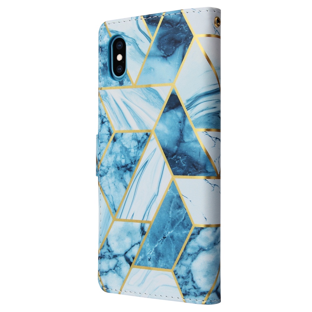 For Iphone Xs Max Mobile Phone Cover Inlay Gold Line Marble Pattern Flip Leather Case black - Image 2