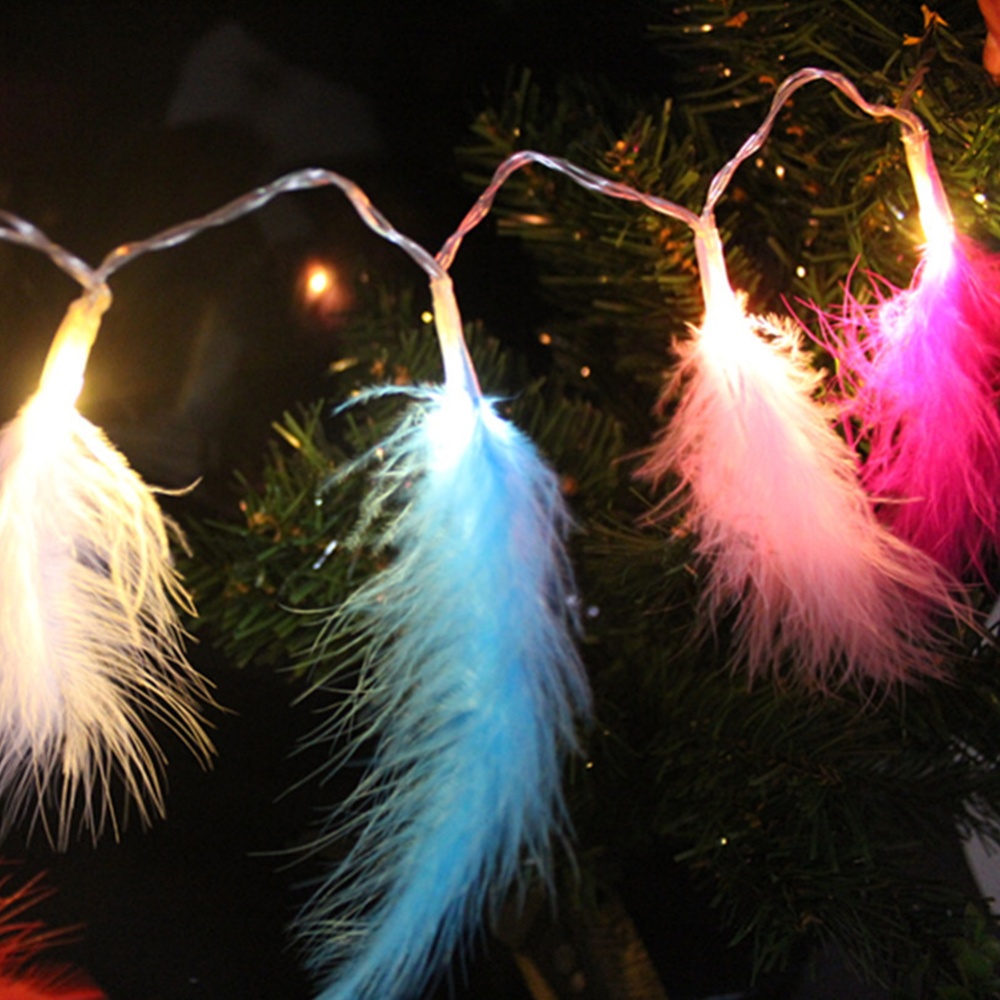 1.2M 10LEDs Feather String Light Night for Christmas Festivals Weddings Decoration pink feather_1.2 meters 10 lights - Image 2