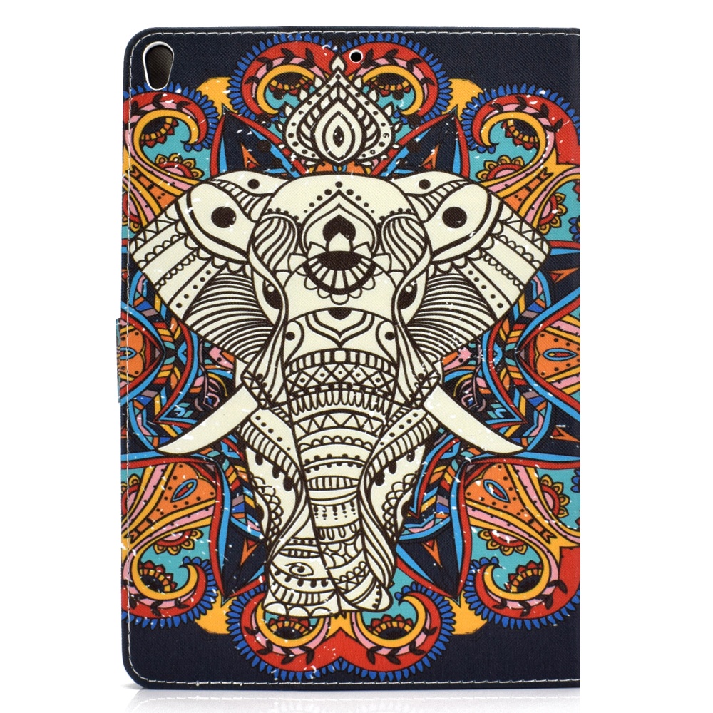 For iPad 10.5 2017/iPad 10.2 2019 Laptop Protective Case Color Painted Smart Stay PU Cover with Front Snap Fun elephant - Image 2