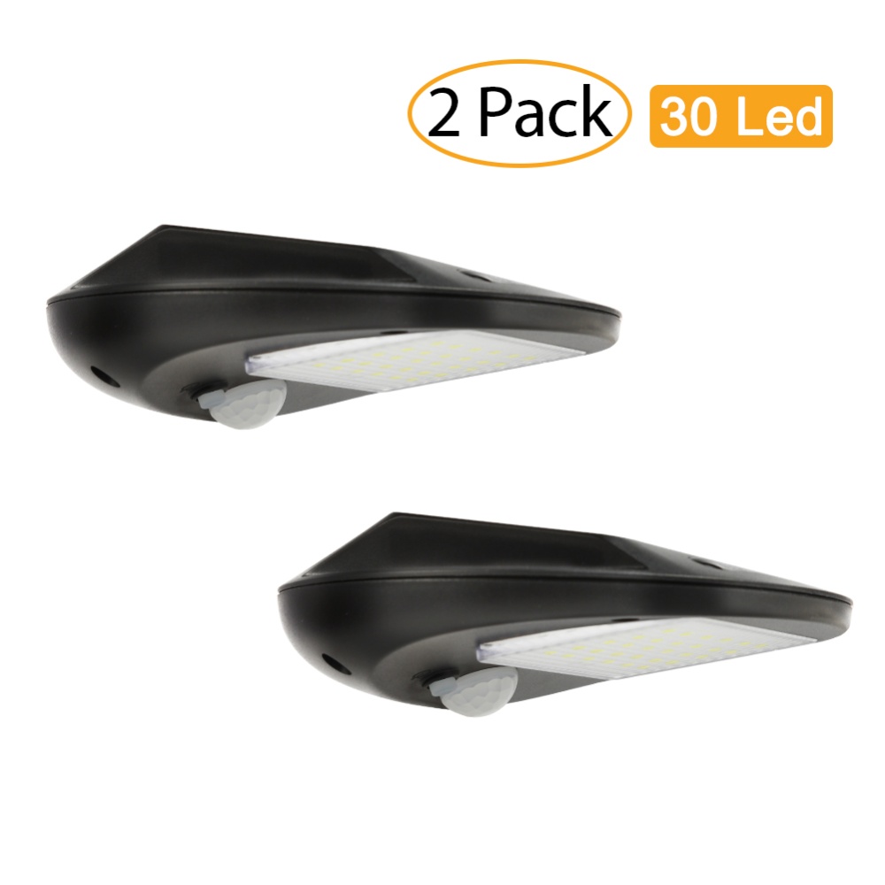 2 Pack 30 LED Outdoor Solar Lights, Super Bright Motion Sensor Wall Lamp IP64 Waterproof for Fence, Patio, Deck, Yard, Driveway, Walkway, Ga