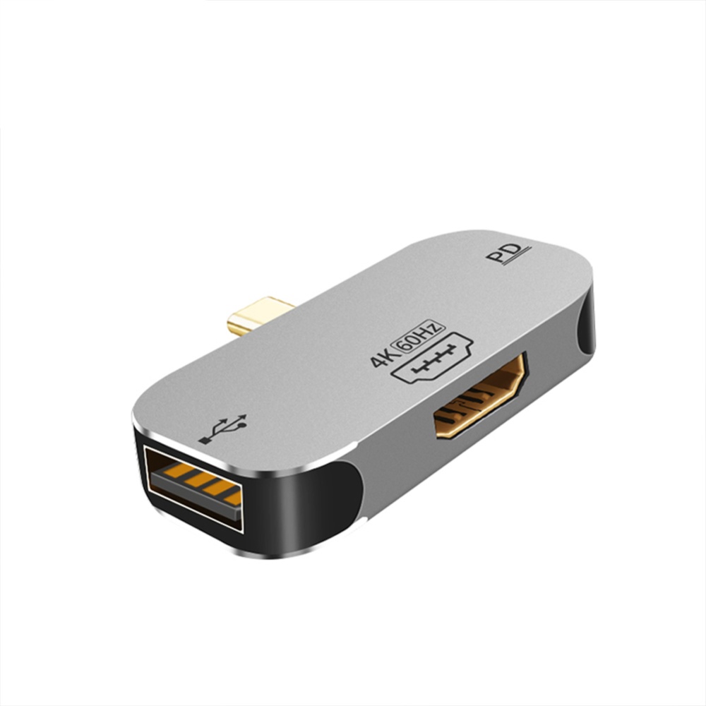 Connector Metal Type C To Hdmi-compatible PD USB 2.0 3 In 1 Adapter Grey - Image 2