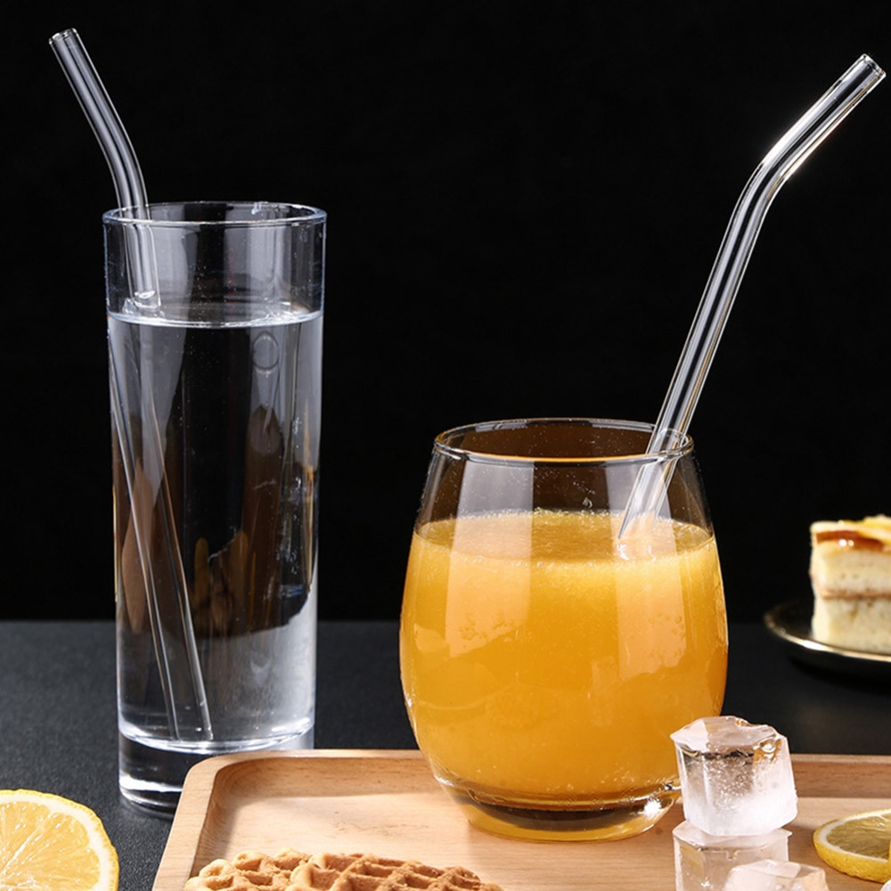 Straight Glass Tube Temperature Resistant Drinking Straw with Cleaning Brush for Events Party 1*straw+1*brush - Image 2