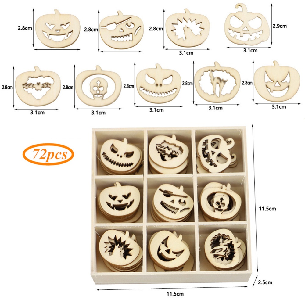 Wooden Halloween Ornaments Hollow Hanging Pendant for Home Art Crafts JM02012