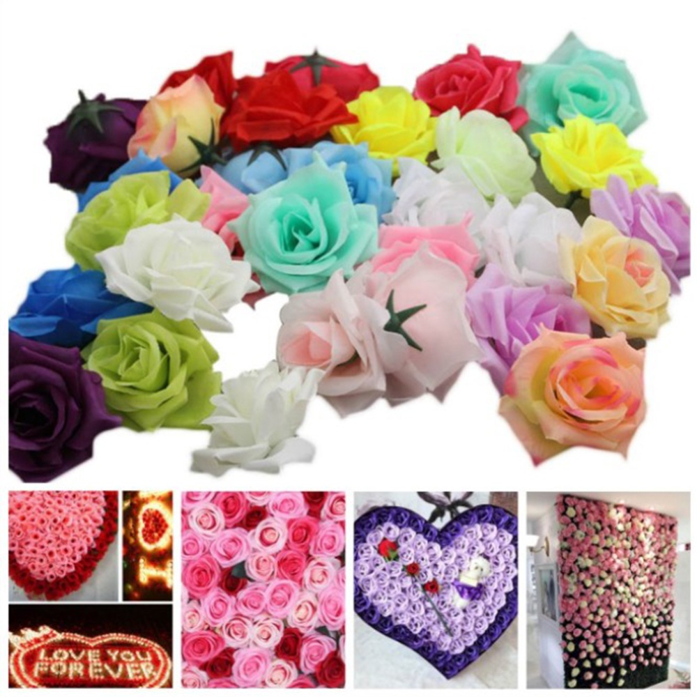 50Pcs Artificial Rose Heads for Home Bouquet Wedding Decoration Tiffany Blue 3# - Image 3