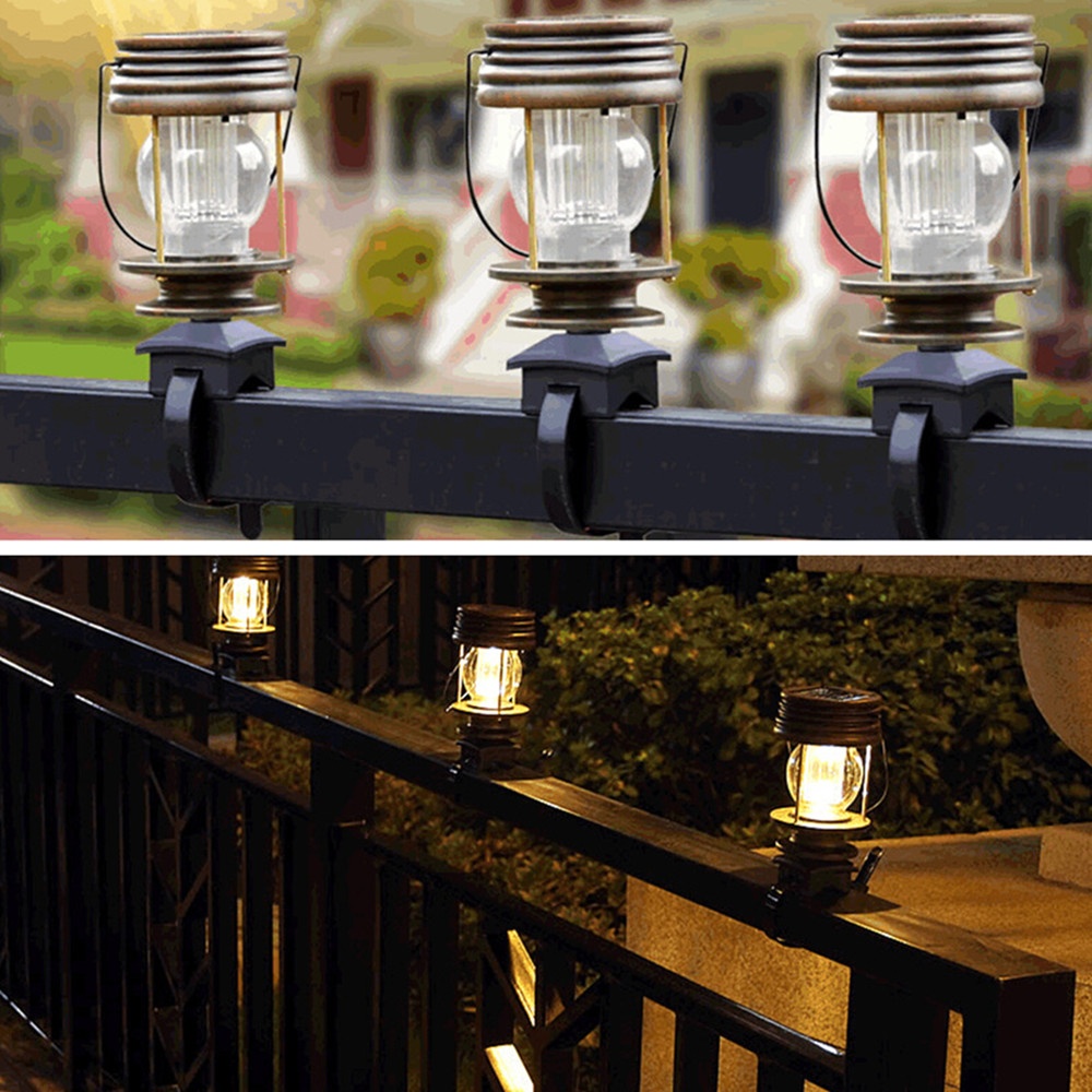 2Pcs LED Retro Solar Hanging Lantern Garden Landscape Lighting Warm light - Image 3