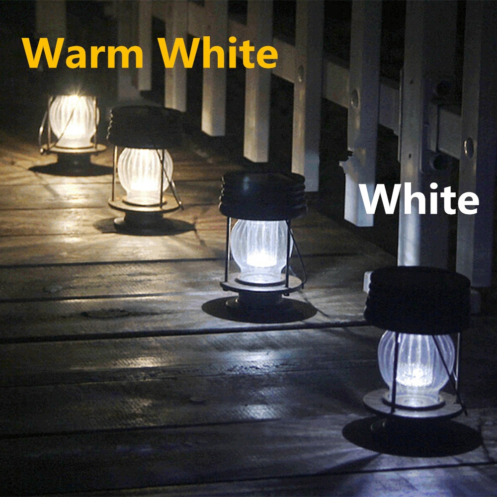 2Pcs LED Retro Solar Hanging Lantern Garden Landscape Lighting Warm light - Image 2