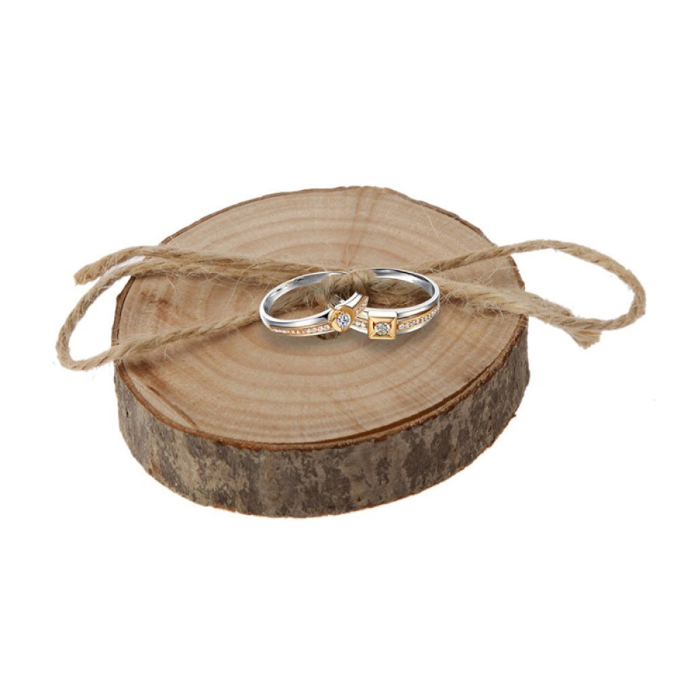 Wedding Natural Wooden Finger Ring Pillow Rustic Country Engagement Bearer Wood Pallet Woody - Image 3