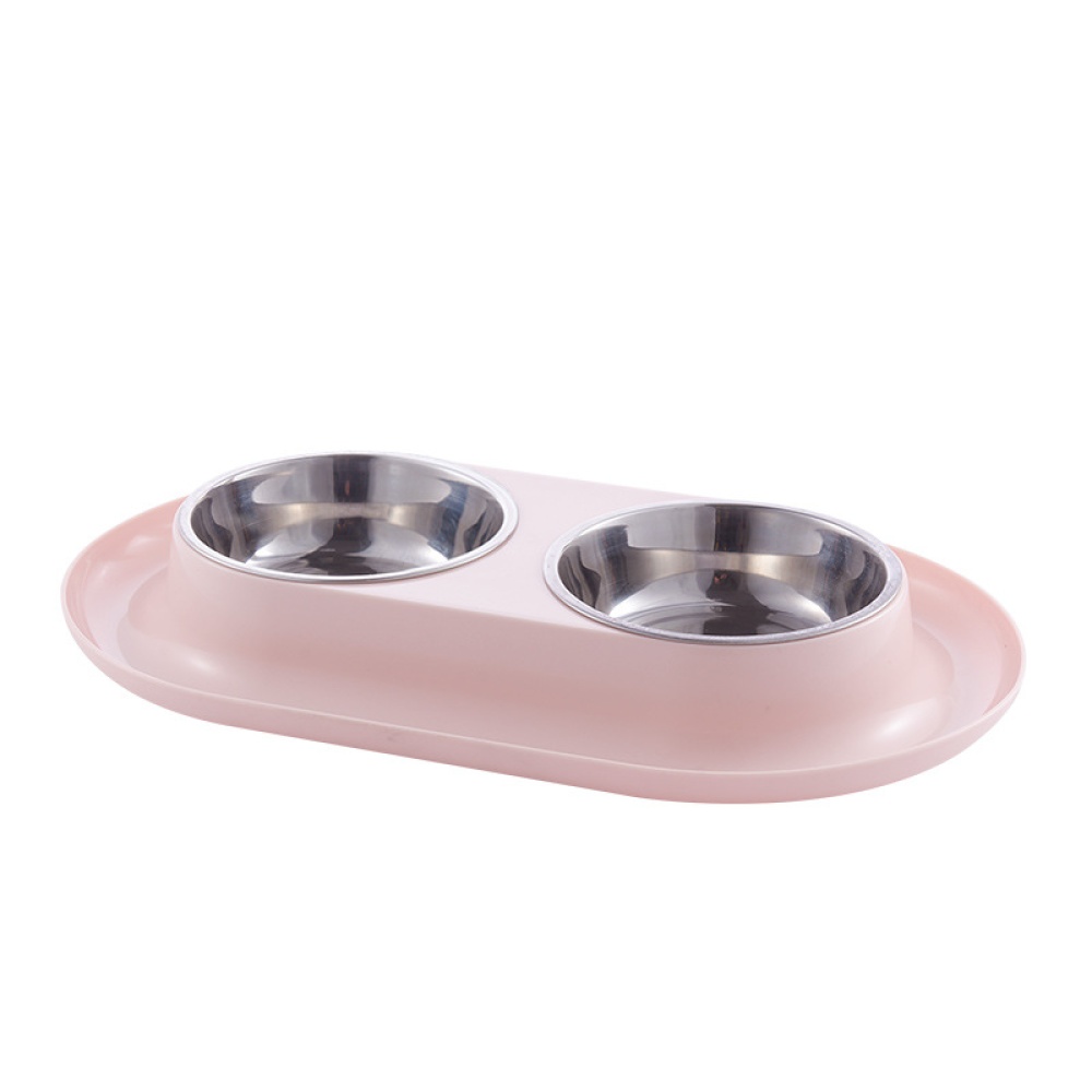 Stainless Steel Double Pet Bowls for Dogs Cats Pets Food Water Feeding Pink - Image 3